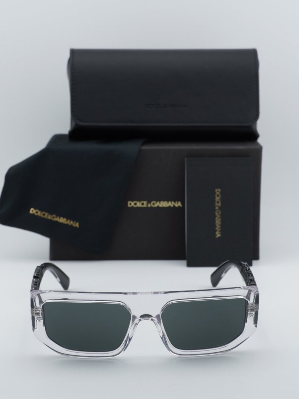 Dolce & Gabbana DG6203 313387 Rectangle Sunglasses - Transparent\Dark Grey - Picture 2 of 9